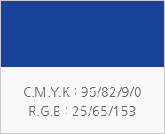 C.M.Y.K : 96/82/9/0, R.G.B : 25/65/153